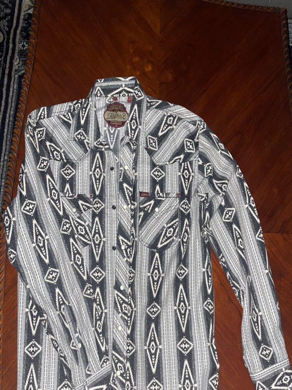 Large Rafter C Red Dirt Collection Railroad Pearl Snap Shirt